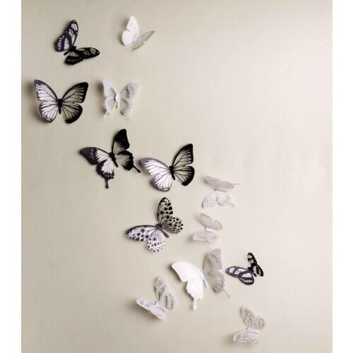 18PCS 3D Crystal Butterfly Wall Stickers Creative Butterflies with Diamond Home Decor Kids Room Decoration Art Wall Decals