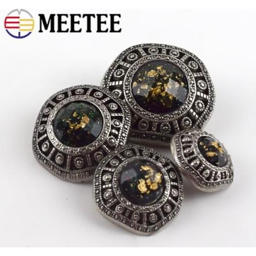 20pcs Retro Plastic Buttons Meetee Rhinestone Buttons 20mm23mm28mm30mm For coat sweater DIY sewing Craft decoration Button B4-4