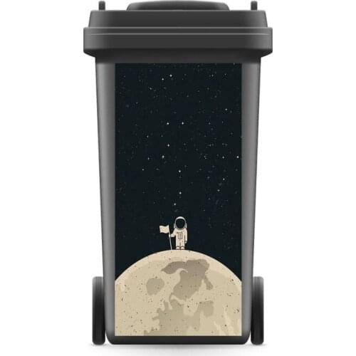 3D Rubbish Bin Sticker Earth Astronaut Wallpaper mural Wall Print Decal Removable Wall Mural Photo self adhesive Gift