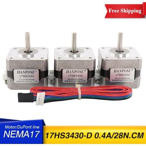 Ree Shipping 3PCS 0.4A 28N.CM 4-lead Nema17 Stepper Motor 17HS3430 motor For 3D Printer Parts Nema 17 motor 42BYGH