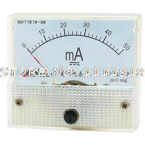 85C1 DC 0-50mA Class 2.5 Analog Amperemeter Ampere Panel Meter Gauge