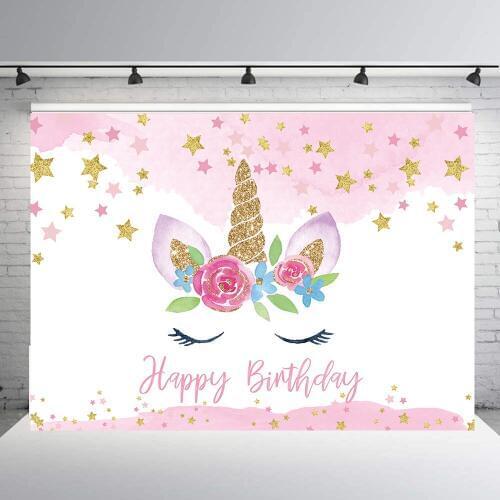 BEIPOTO Pink Unicorn theme birthday Backdrop Girl Baby shower party Banner decoration photo background Candy Table dessert tt-5