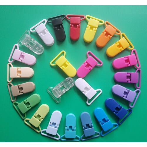 Free Shipping 800pcs Mix 20 Colors KAM D Shape Plastic Pacifier Clips For 25MM Ribbon,Suspender/Soother Clips,Dummy Clip