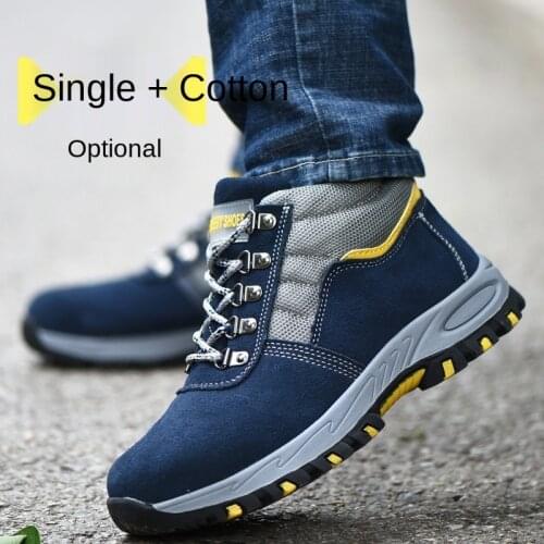 Labor Protection Shoes Men Steel Toe Cap Anti-Smashing Construction Site Safety Welder Work Shoes High-Top Old Protection Summer