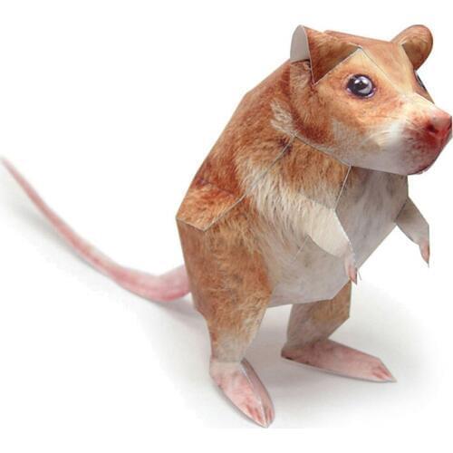 Mongolian Gerbil Mouse Paper Model Realistic Animal Mini Cute Folding 3D Papercraft DIY Kids Adult Handmade Craft Toys WE-019