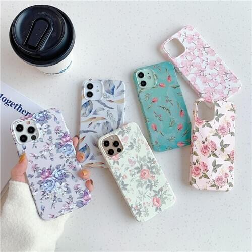 Case For iphone 12 12Pro Max lovely floral phone case for iphone 11 11Pro SE 2020 7 8 Plus X XR XS Soft silicone TPU case cover