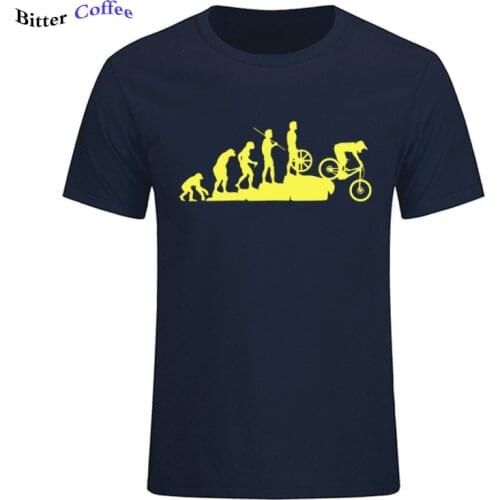 Interesting Mountain Biking Downhill Tshirt Funny Human Evolution T-shirt Men Tops Tee Short Sleeve Cotton Bicycle Casual Tshirt
