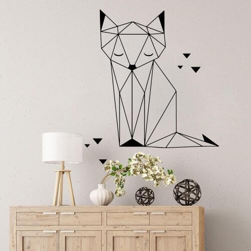 Geometric Fox Origami Cat Triangles Wall Sticker Nursery Kids Cartoon Jungle Animal Fox Wall Decal Bedroom Vinyl Home Decor
