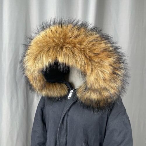 Faux Raccoon Fur Scarf Winter Hood Fur Decor Shawl Multicolor Fake Fur Scarf Winter Coat Fur Collar