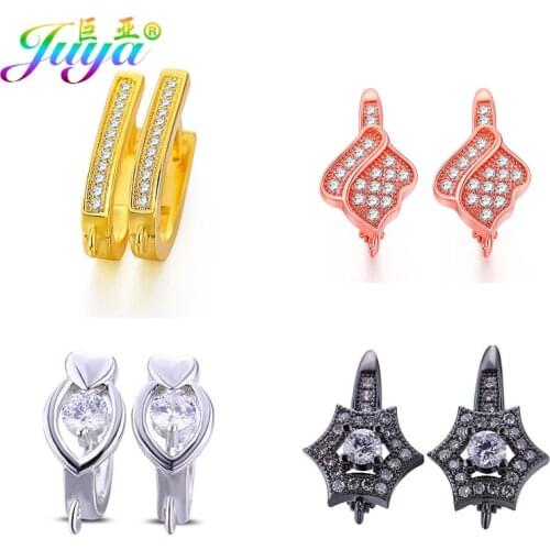 Juya DIY Simple Design Basic Metal Earring Hooks Accessories Supplies For Women Fashion Dangle Hoop Earrings Making Material