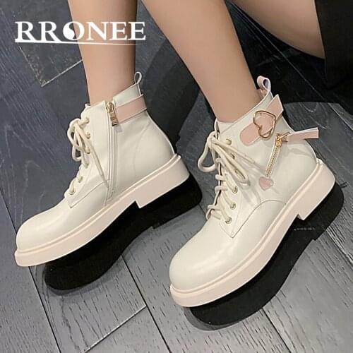Cool sweet white pink real leather boots children 2021 autumn/winter new burst color metal buckle Martin boots womens boots sho