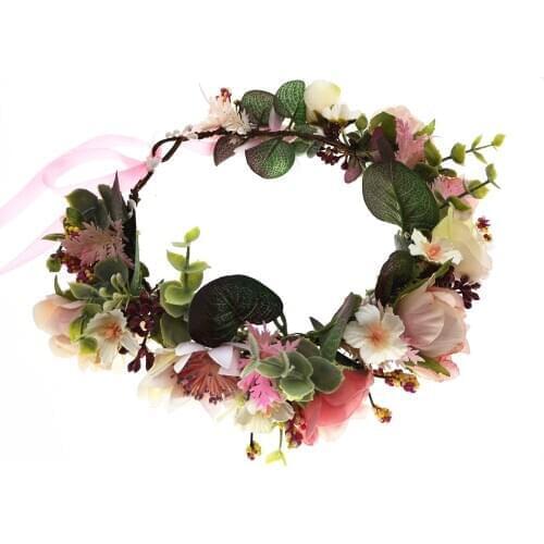 Handmade Flowers Crown Festival Headband Women Hair Accessories Headdress Bridesmaid Girl Floral Garland Wedding Floral Headwear