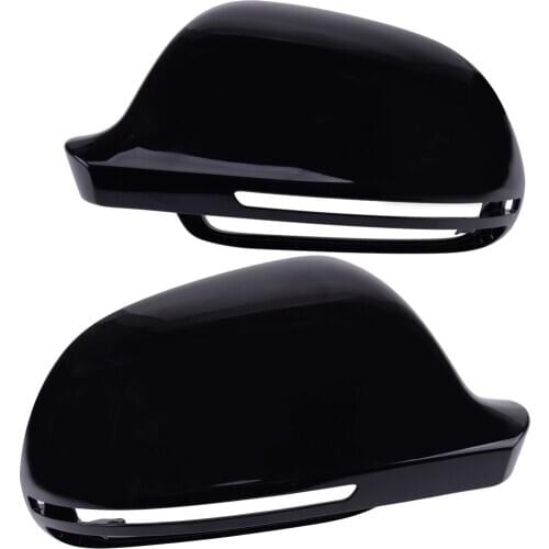 8F0857528B 1Pair Side Wing Rearview Mirror Cover Cap Casing Shiny Black Fit for AUDI A3 A4 B8 A5 A6 A8 S8 Q3 Without Side Assist