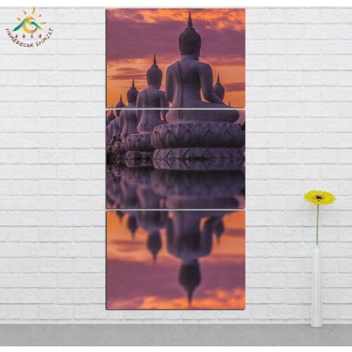 Wall Art HD Prints Canvas Art Painting Modular Picture And Poster Buddha Status Canvas Painting Decoration Home 3 PIECES