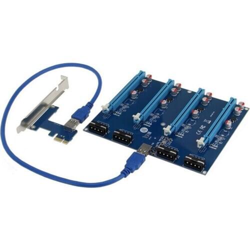 New PCI-Express PCIe 1 to 4 PCI express 16X slots Riser Card PCI-E 1X to External 4 slot Adapter PCIe Port Multiplier for Mining