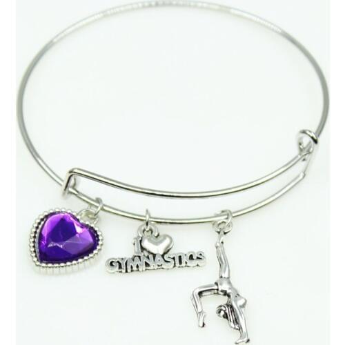 New Arrive 10pcs I love Gymnastics Bracelets Macroporous European Bracelet&Bangles adjust Bangles Jewelry charms