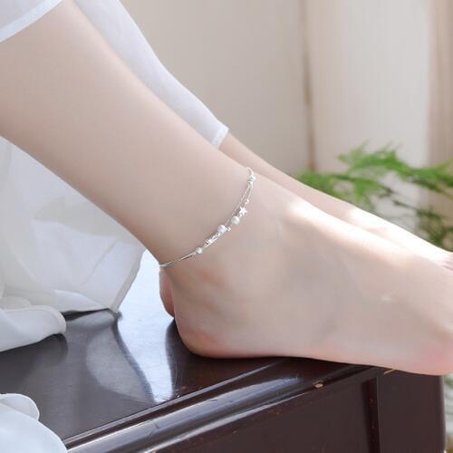 New Fashion Anklets For Women Party Jewelry Top Quality Star Balls Girl Silver Plated Bracelets Jewelry Lady Female Gift