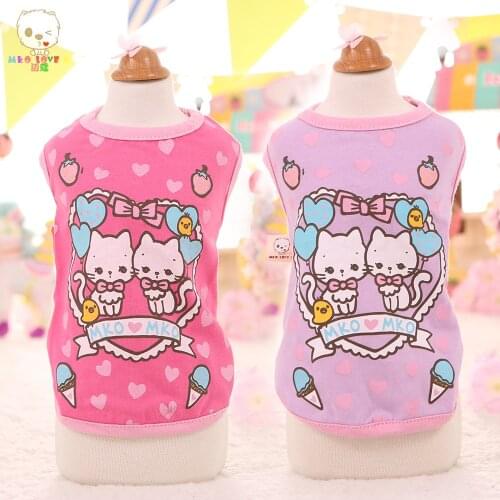 Wholesale Small Dog Clothes Summer Vest Sweet Cat T-Shirt Factory Outlet Pet Clothing For Yorkshires Chihuahua Teddy Dogs