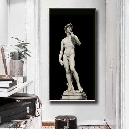 Replica Michelangelo David canvas painting poster black background wall picture for room oil painting wall art print mural
