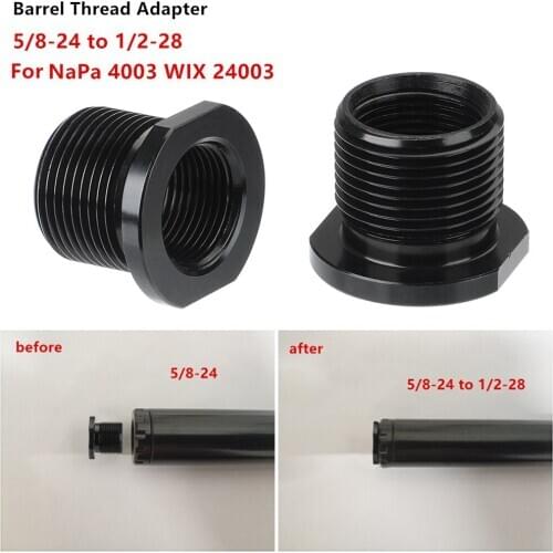 Thread Adapter 5/8-24 to 1/2-28 Single Core Car Fuel Filter Black Titanium Tube For NaPa 4003 WIX 24003