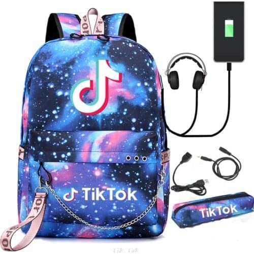 Tik Tok Backpack Teenagers Students School Bags USB Charge Schoolbag Laptop Mochilas For Teenager Boys Girls School Bag