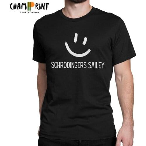 Schrodingers Smiley Physics Mens T Shirts Humorous Tee Shirt Short Sleeve O Neck T-Shirt Cotton Adult Clothing