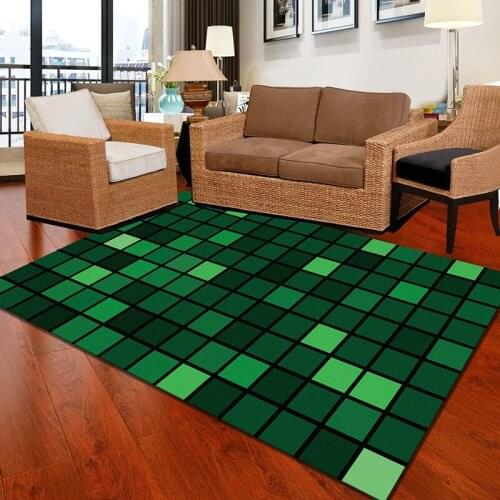 Modern Nordic Geometric Pattern Carpets for Living Room Green Lattice 3D Printed Rugs Child Bedroom Carpet Kids Room play Mats