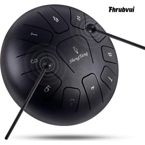 Steel Tongue Drum 10 Inch Ethereal Rhythm Drum 11 notes Tone F Percussion Hand pan Tang Drum for Drop shipping