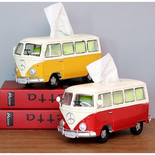 Tissue Boxes American Retro Creative Napkin Drawer Car Van Bus Bar Restaurant Hotel Home Living Room Decoration Ornaments