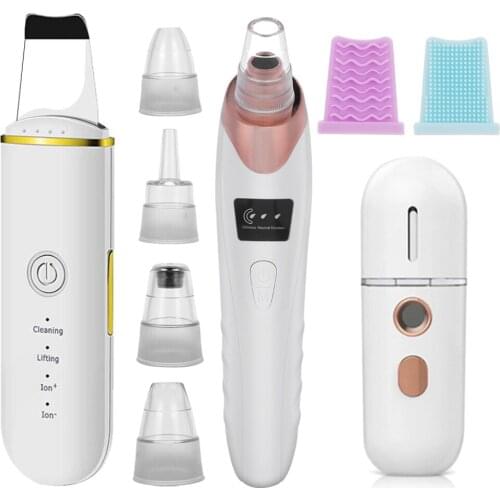 Ultrasonic Skin Scrubber Face Spatula Blackhead Remove Facial Scrubber Shovel Vacuum Pore Cleaner Cavitation Peeling Facial Lift