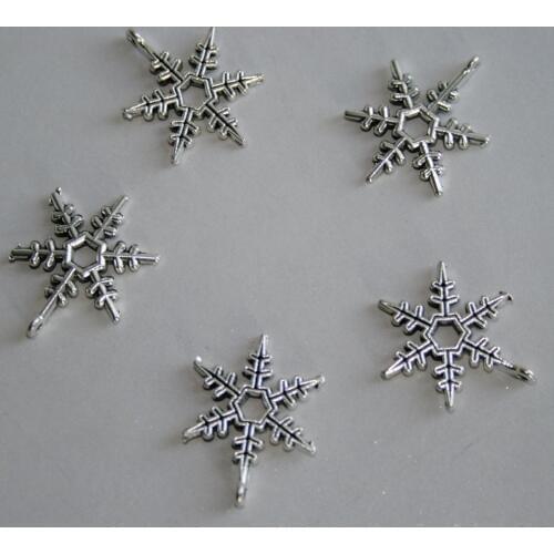 [wamami] 5pcs Silver Color Metal Snowflake Pendant BJD Doll Jewelry Necklace Diy Craft