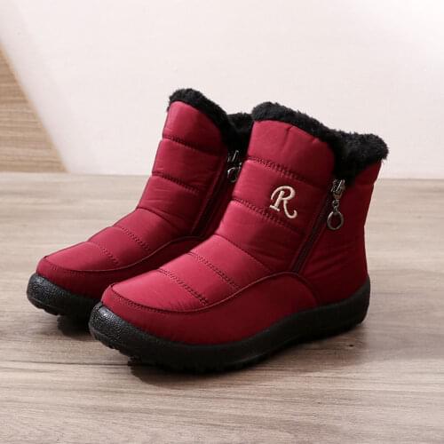 Winter Waterproof Snow Boots Women Warm Cotton Padded Shoes for Woman 2021 Double Zipper Thicken Plush Ankle Botas Mujer