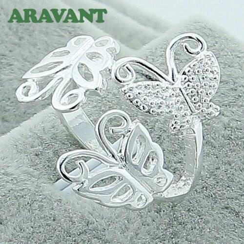 New Design 925 Silver Butterfly Finger Rings Women Wedding Engagement Ring