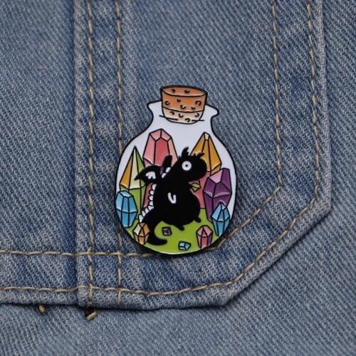 Treasure Dragon Badge Bottle Pins for Man and Women Lapel Hat/bag Enamel Pins Denim Jacket Oil Drop Brooches