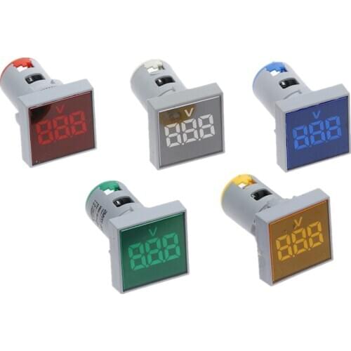 10pcs 22MM AC 12-500V Voltmeter Square Panel LED Digital Voltage Meter Indicator Light