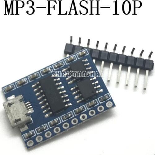 100pcs X MP3-FLASH-10P YX6100-16S MP3 module SPI drive letter module Serial port control MP3-FLASH-10P FN-S10P Free Shipping