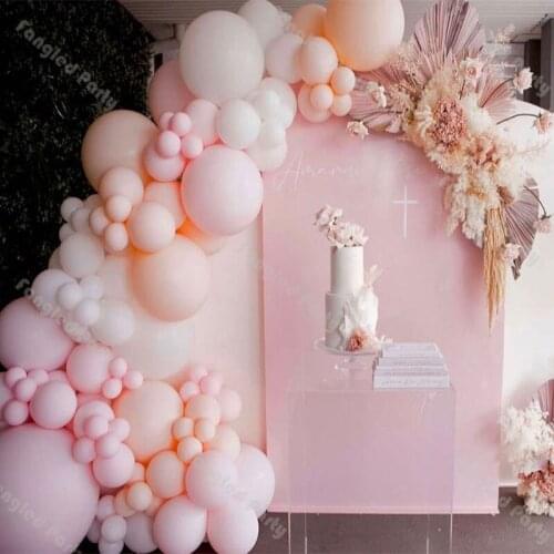 121pcs Macaron Baby Pink Matte White Macaron Peach Balloon Garland Arch Kit Baby Shower Gender Reveal Birthday Party Decorations
