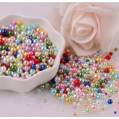 150pcs 3-8mm Mix Rainbow Color Round UV Resin Imitation Pearl Beads No Hole Loose Beads DIY Jewelry Making Nail Craft