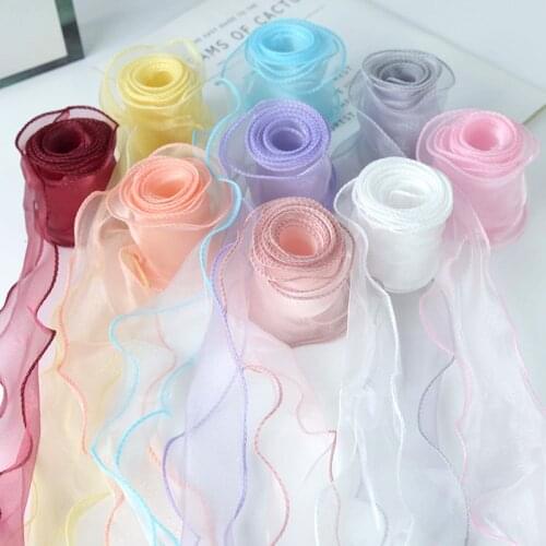 5M/Lot Organza High Quality Ribbon Trim Solid Color Fabric DIY Cloth Materials Sewing Accessories Cake Wrap Flower Bouquet Decor