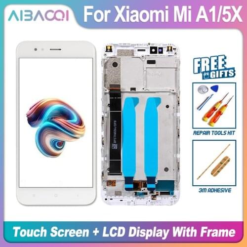 AiBaoQi Brand New Touch Screen LCD Display+Frame+Power Cable Assembly Replacement For Xiaomi Mi A1/5X