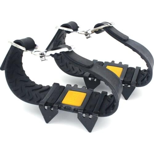 Climbing Anti Skid Crampons Light 4-Teeth Outdoor Adjustable Winter Walk Mountaineering Snowshoes Manganese Steel Shoe Cover