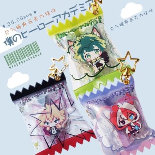 Anime Boku no My Hero Academia Izuku Bakugou Shoto Cosplay Acrylic Pendant Sweet Keychain Charms Key Rings Prop