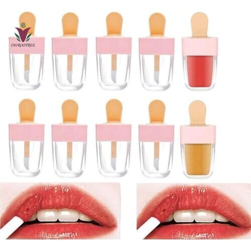 FreeShip 10pcs 3.9ml Lip Glaze Bottle Cute Ice Cream Shaped Lip Balm Bottle Container with Rubber Insert for DIY Cosmetic Sample