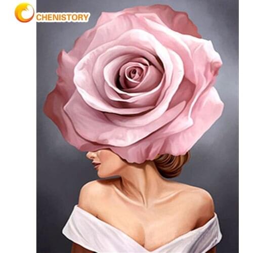 CHENISTORY Frameless Flower Girl Figure Painting By Numbers Kits DIY Oil Paints Drawing Canvas Home Living Room Decor Art Photos