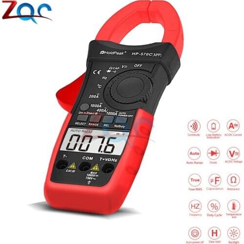 Digital Clamp Meter 4000 Counts Multimeter Volt Amp Ohm Meter Auto Range Continuity Frequency Diode Temperatur Tester with Lead