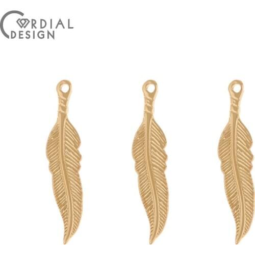 Cordial Design 100Pcs 7*31M Earrings Accessories/Charms/Feather Shape/Copper/Hand Made/DIY Pendant/Jewelry Findings & Components