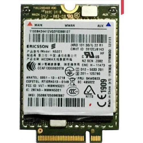 For Ericsson N5321GW NGFF PCIE GSM EDGE GPRS HSPA+21MB GPS FRU:04W3822 04W3823 04W3842 WLAN Card for Thinkpad X230s X240 W540
