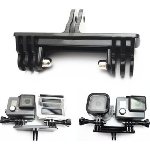 Two Cameras Adapter Mount Double Bracket Mount Base Adapter Monopod Stand Holder For Gopro Hero7 6 5 Session 4 3+ 3 Xiaomiyi