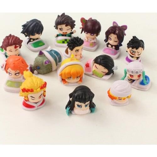 15pcs/Lot Demon Slayer Q Version Kamado Tanjirou Nezuko Inosuke Devils Blade Kimetsu No Yaiba PVC Action Figure Model Toys Doll