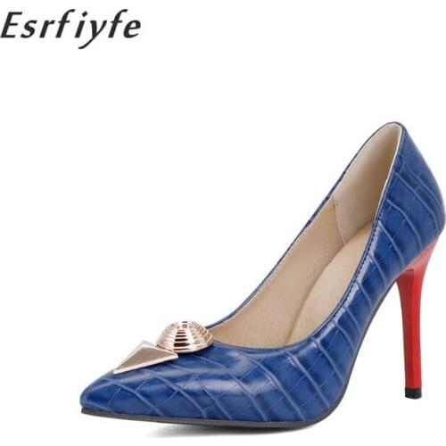 ESRFIYFE 2021 New High Heels Pumps for Women Pointed Toe Fashion Daily 10cm Heels Shoes Large Size 32-48 Ladies Party Shoes